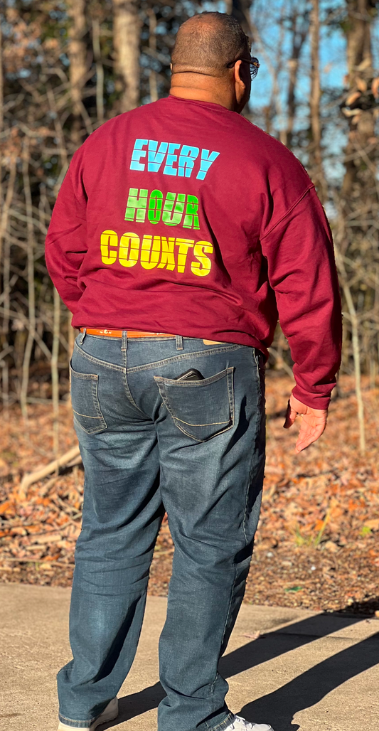 8760 Lines Sweatshirt - Burgundy/Light Blue/Green/White/Yellow